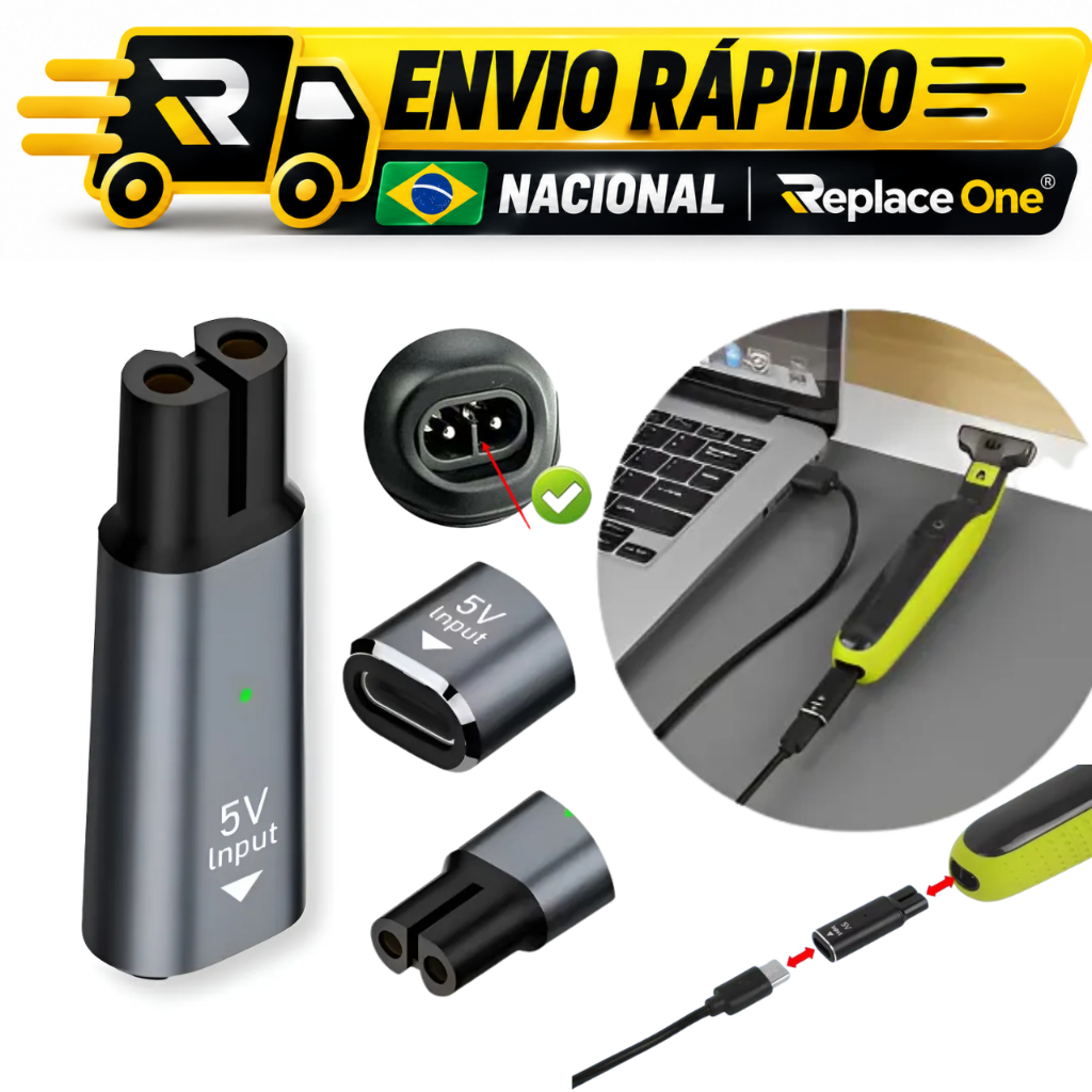 Carregador USB Tipo C Compatível OneBlade Adaptador