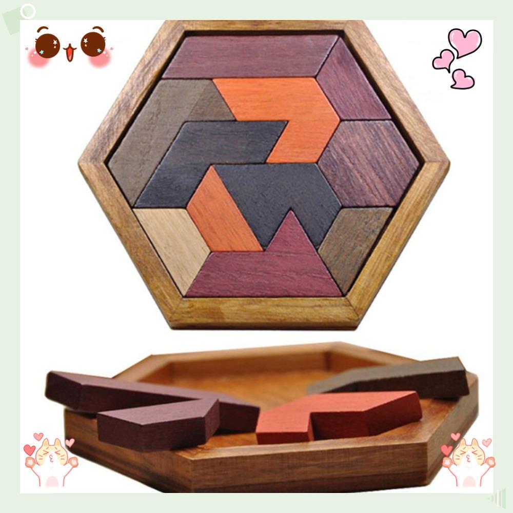 Brinquedo De Inteligência Tangram , Quebra-Cabeças Montessori Hexagon Cabeça De Jogos De Qi Seguros Para O Tempo Dos Pai