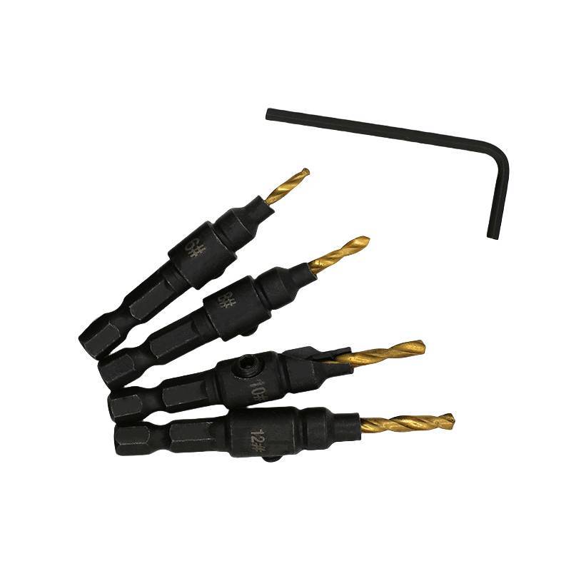 ADS 4 Pcs Universal Hexagon Shank Counterbore Chanfro Ferramentas Carpintaria Cabeça Escareada Broca Conjunto Parafuso B