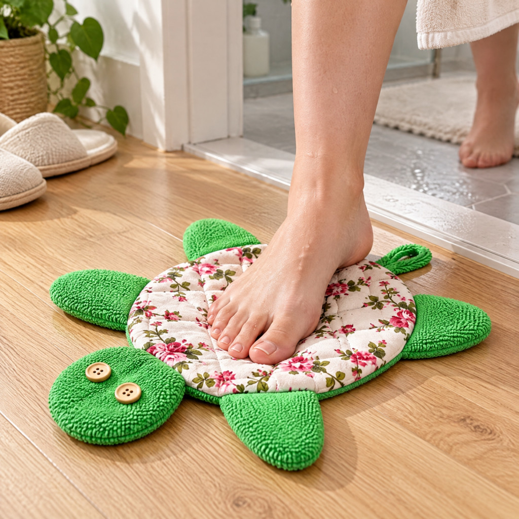 Floor Turtle Foot Mop Reusable Pad Hands-free – Washable Spill Dust Cleaner for Kitchen Bathroom Floors Easy-to-use fo
