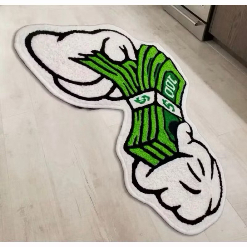 Capacho Pop Art Money Hands 💸 | Decoração Moderna e Descolada / 1,20x60cm