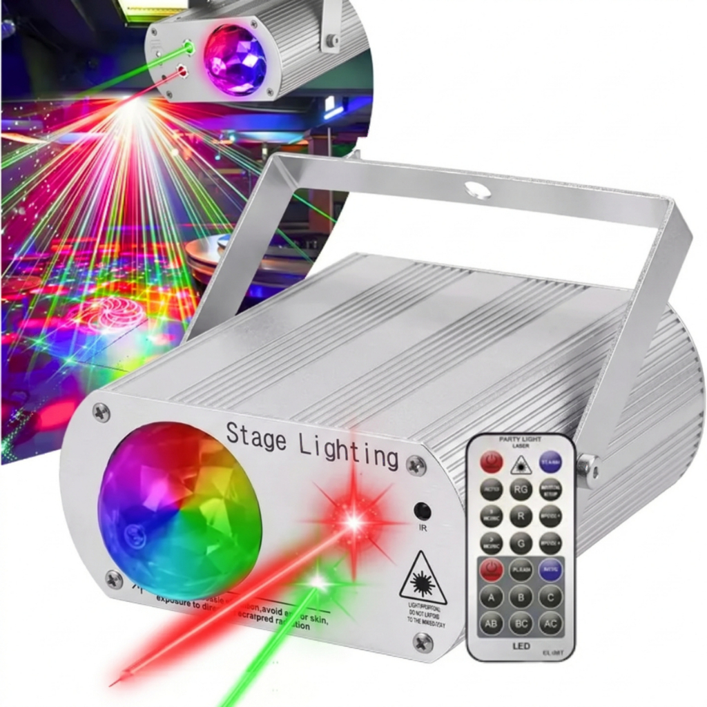 Canhão Raio Laser Holográfico Rgb Com Controle Festa WS3313