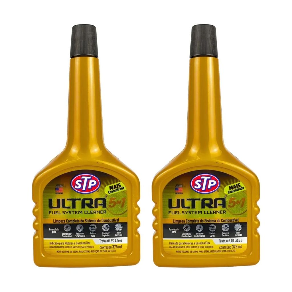 2 Aditivos Combustível Stp 375 mL Limpeza Completa Ultra 5 in 1 Fuel System Cleaner STP2020