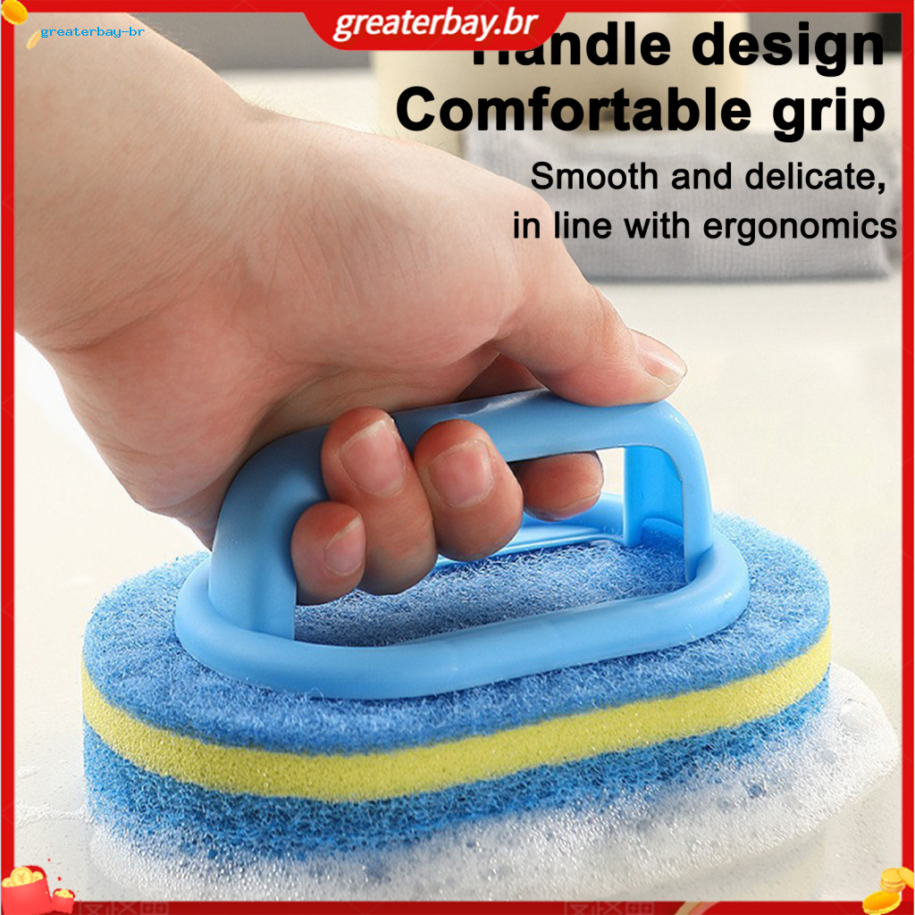 Ergonomic Tub Brush with Stiff Bristles – Multi-purpose Scrubber for Shower Stalls Kitchen Sinks Window Frames Durable