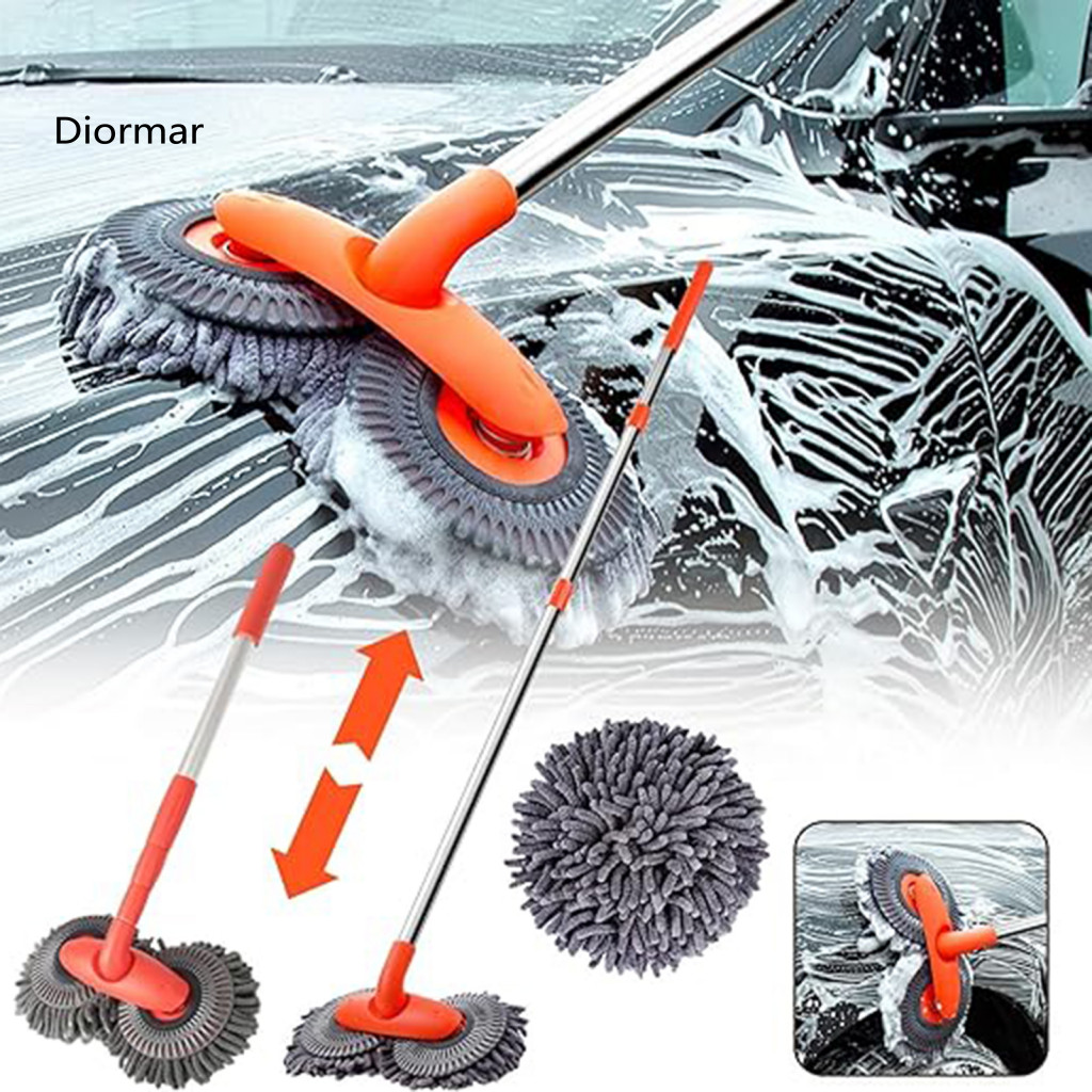 Aluminum Pole Car Cleaning Brush Wash with Long Handle 180° Rotating Microfiber Duster for Windshield Window Reusable T