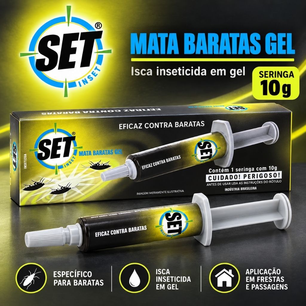Mata Baratas Gel SET INSET Isca Inseticida Seringa 10g 1 2 3 Unidades