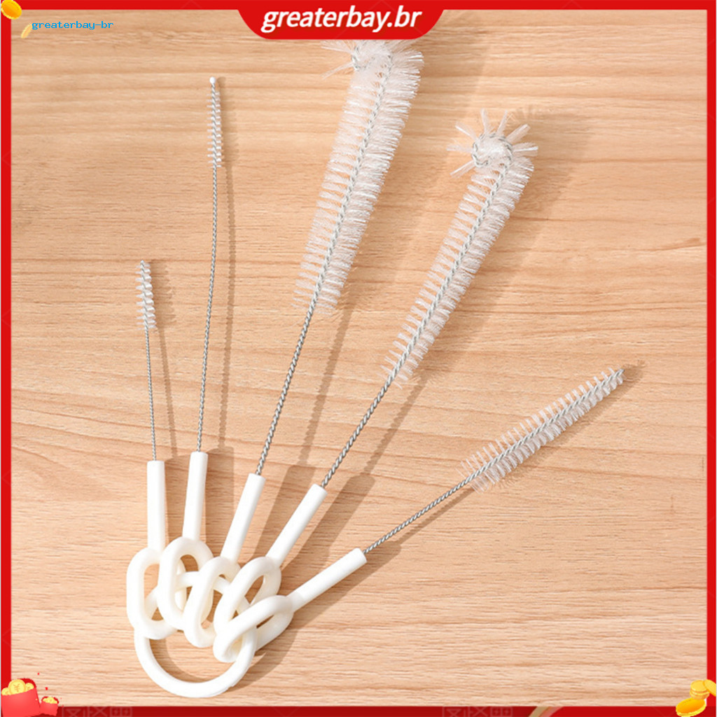5pcs Crevice Cleaning Brush Set with Drip-dry Hanging Loop High-density Bristles for Beverage Prep Kitchen and Hard-to-r