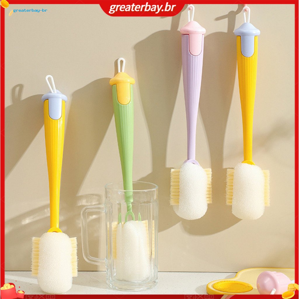 4-in-1 Long Handle Cleaning Brush Set for Cups Straws Pacifiers – Deep Reach Scrubber Kitchen Accessory for Easy and T