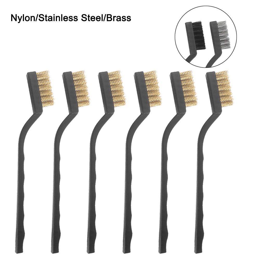 6 Pçs/set Mini Remover Ferrugem Escova De Limpeza De Latão Polimento Metal Ferramentas Doméstica Fio Nylon De Aço Inoxid