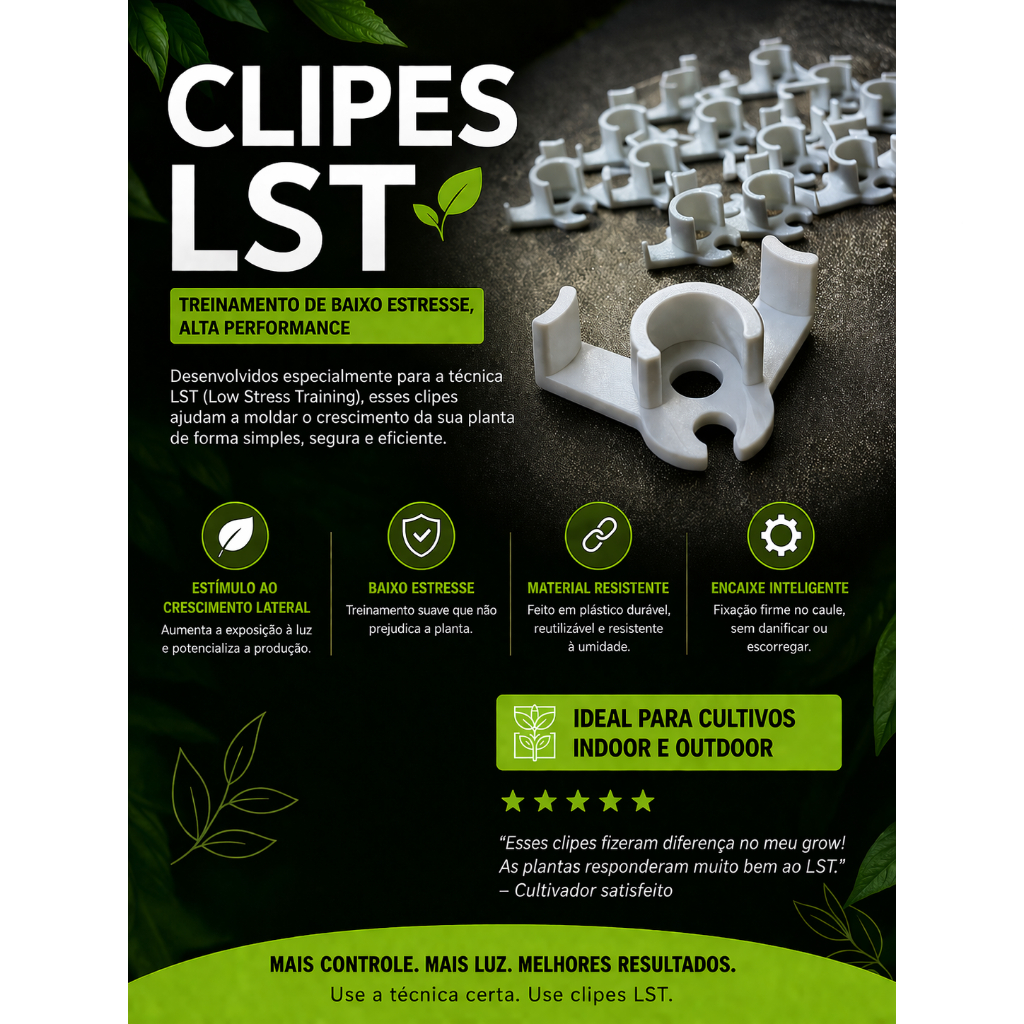 Kit Grampos Clip LST para Plantas Treinamento de Estresse Grow Indoor Outdoor