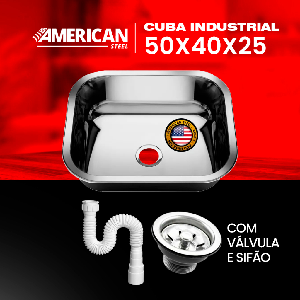 Cuba Industrial American Steel 50x40x25 Inox 304 Alto Brilho