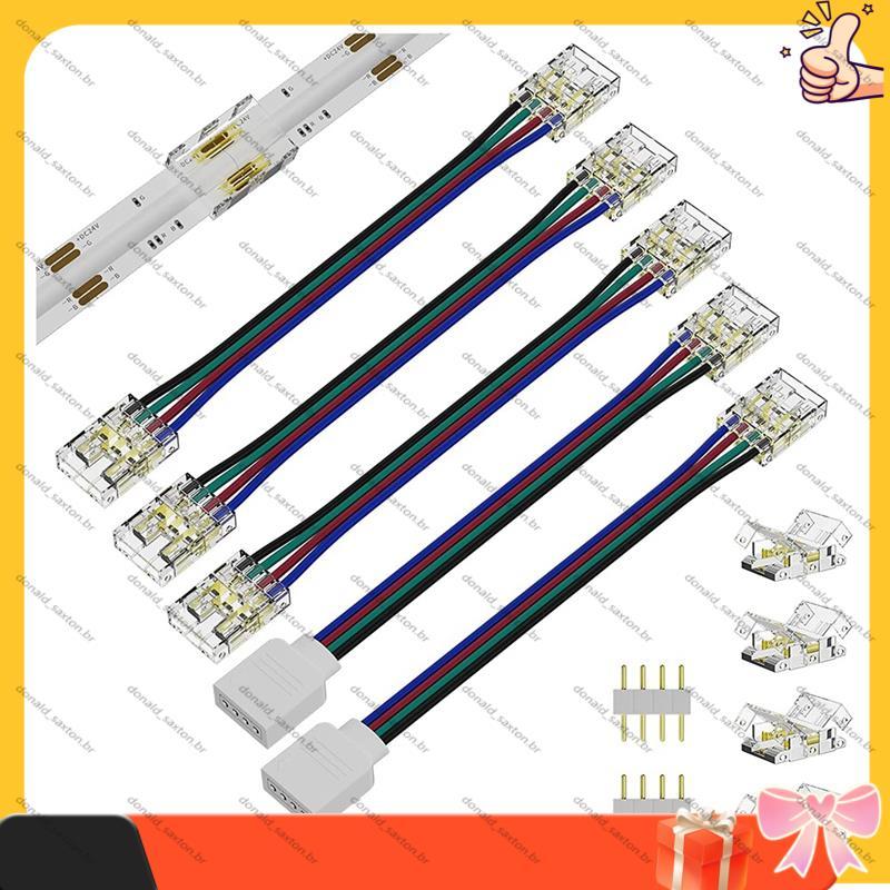 [Velocidade Rápida D] 1 Conjunto De Conectores De 10 Mm Para Luzes De Tira LED COB RGB 4 Pinos