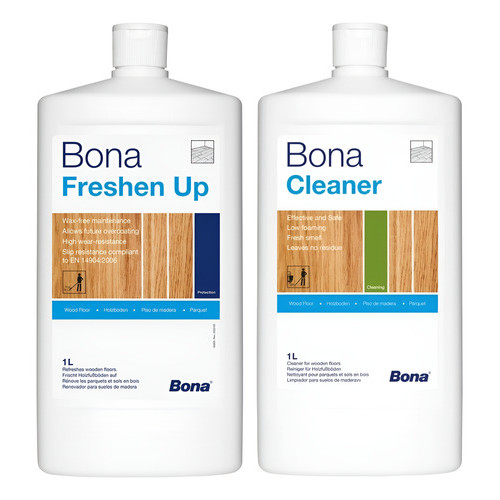 Kit Bona Cleaner Limpador Concentrado + Bona Freshen Up 1L 🪵 Renovador Piso de Madeira Semibrilho