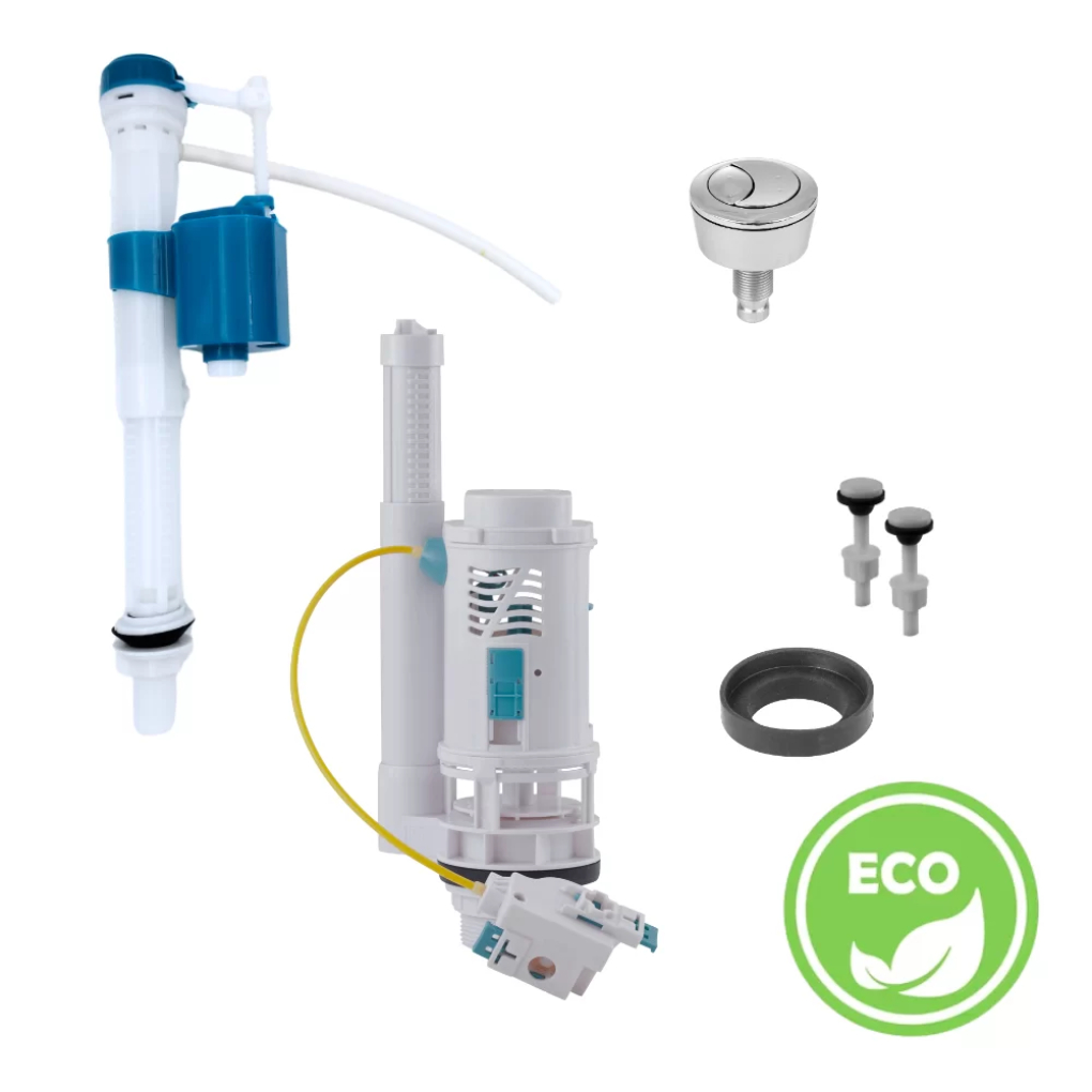 KIT COMPLETO MEC. DE ENTRADA AJUSTÁVEL ECO, MEC. SAÍDA DUAL FLUSH COM CABO 3 EM 1-Padova *Ref.: 112.720-2