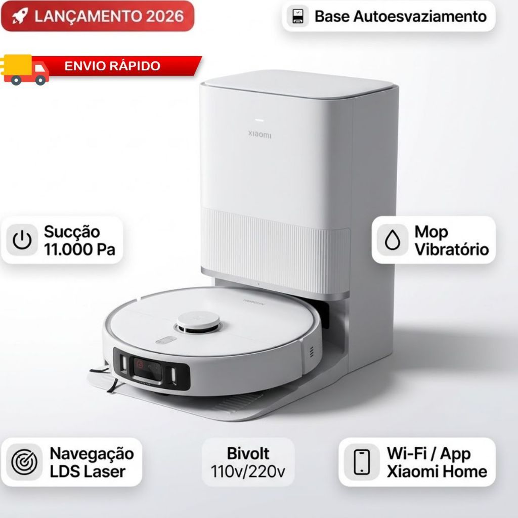 Robô Aspirador Xiaomi Robot Vacuum 6 Pro Mop Passa Pano Sucção Forte Wi-Fi Smart Bivolt 110v 220v Lançamento