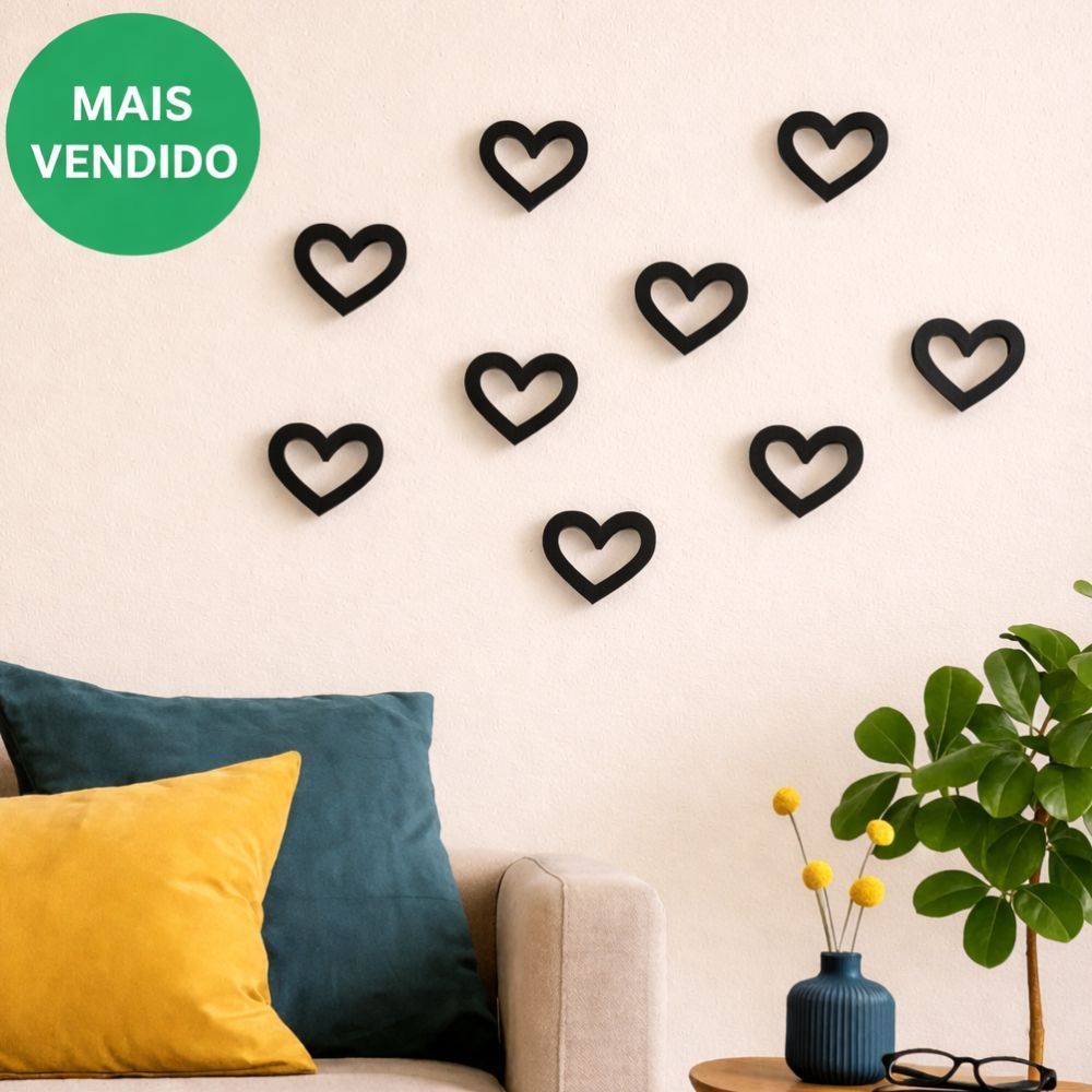 Kit Aplique Coração Decorativo de parede Cabeceira Decoração Sala Artesanato para decorações DIY
