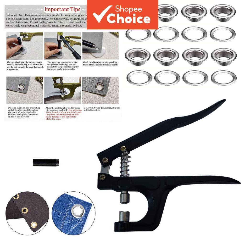 Kit De Instalação De Ilhós De Metal Com Alicate Perfurador E 200 Peças Para Artesanato DIY