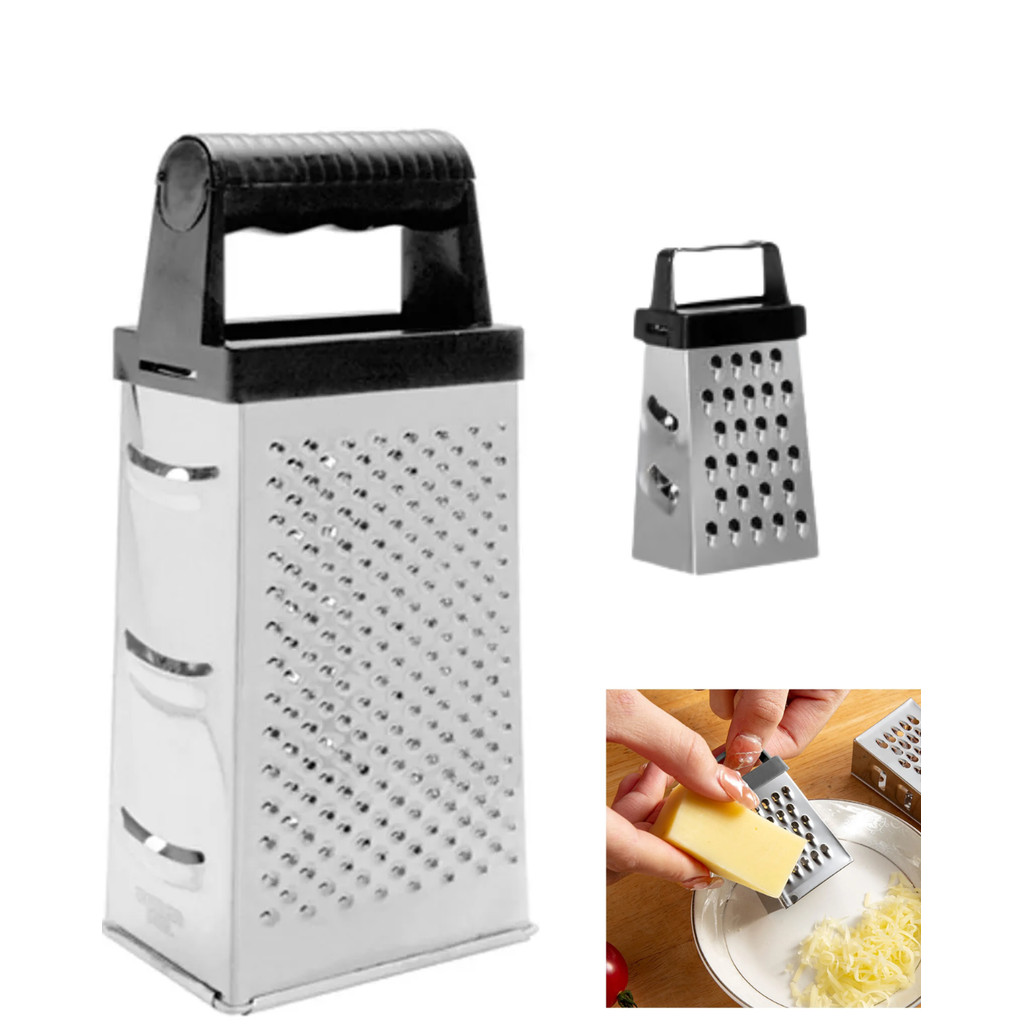 Kit Ralador Aço Inox 4 Faces Grande 18cm + Mini Ralador 7,3cm Cozinha Multiuso