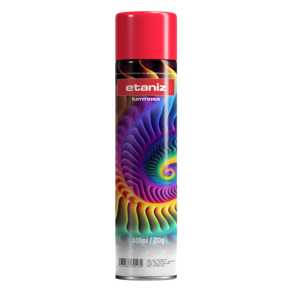 Tinta Spray vermelho Luminoso Premium Etaniz 400ml 250g Top