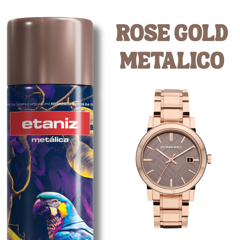 Tinta Spray Rose Gold Metálico 400ml secagem rápida - Etaniz