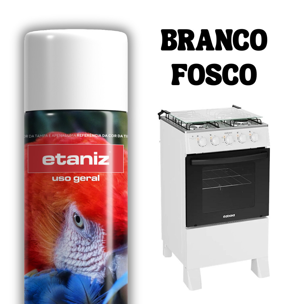 Tinta Spray Branco Fosco Uso Geral 400ml secagem rápida - Etaniz