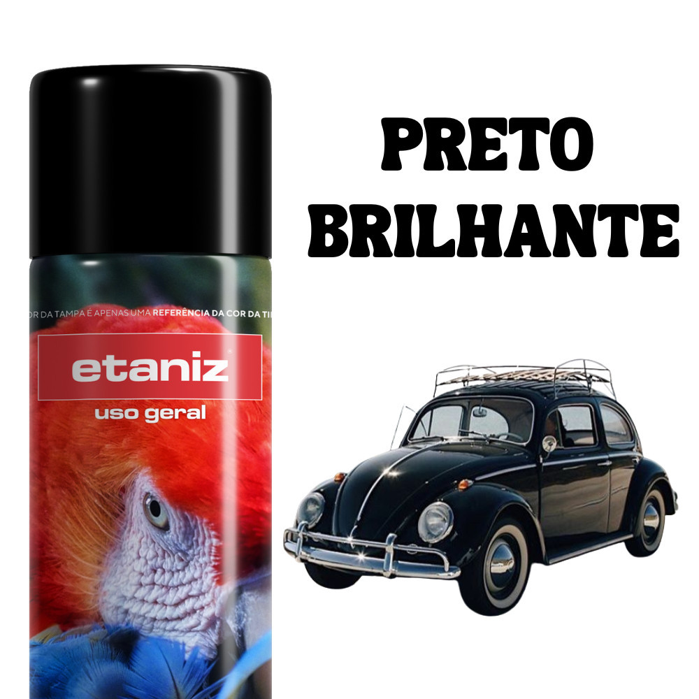 Tinta Spray Preto Brilhante Uso Geral 400ml secagem rápida