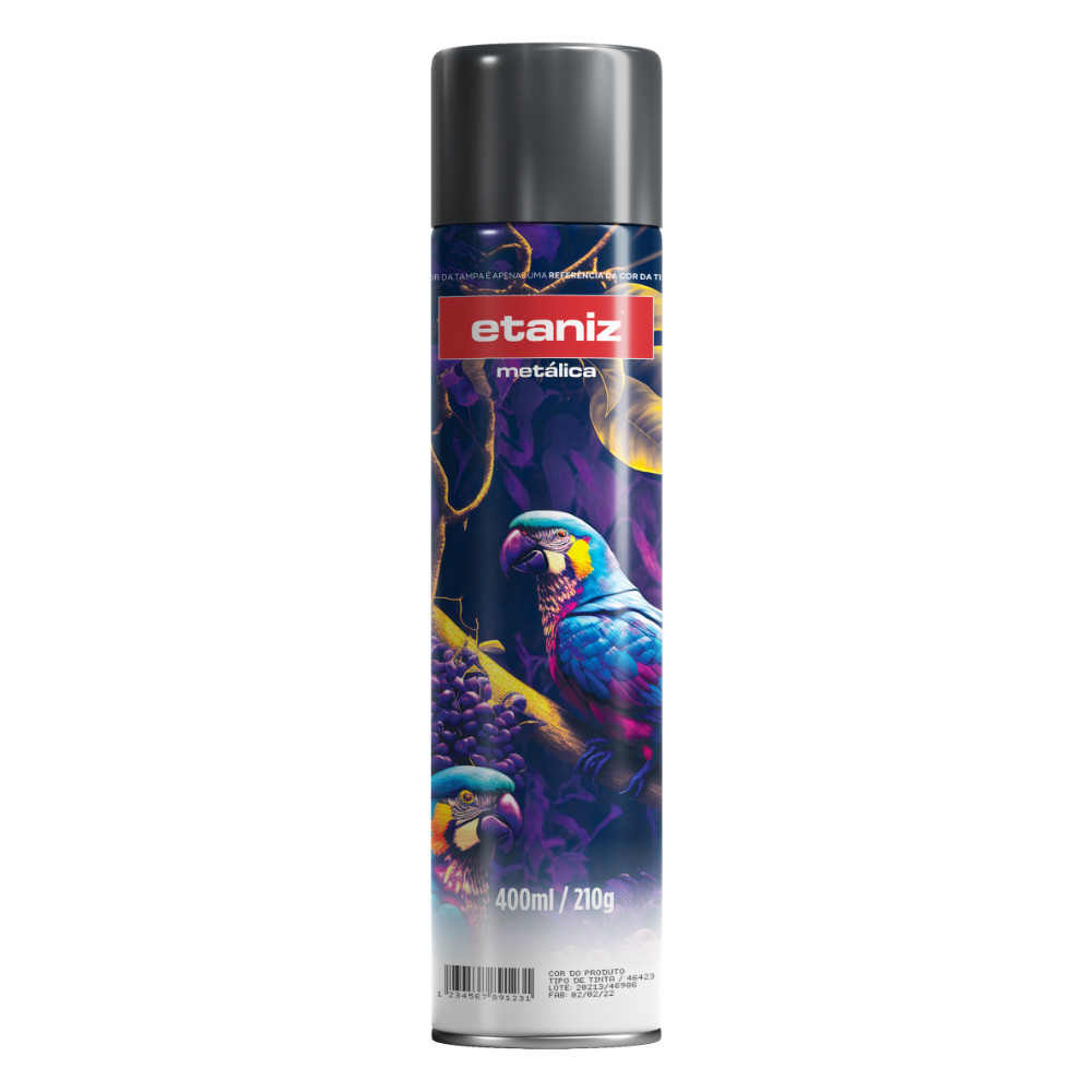 Tinta Spray Aluminio e Metálico 400ml secagem rápida