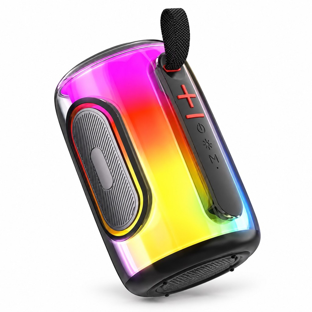 Caixa de Som Bluetooth Portátil Potente 1200mah LED RGB TWS FM USB/SD Estéreo para Festa Praia