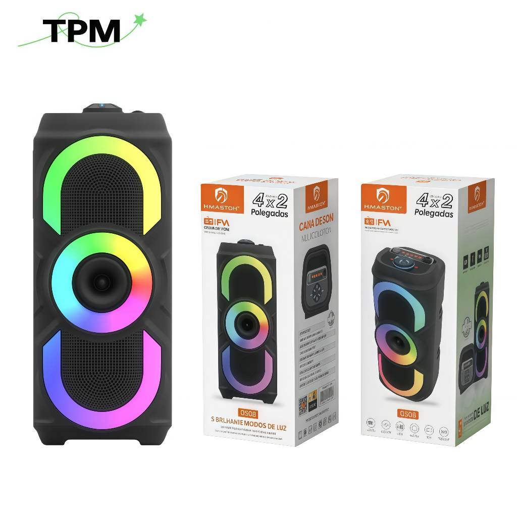 Alto-falante portátil sem fio Bluetooth, LED RGB TWS FM Estéreo PMPO 2000W para Festa Viagem Praia