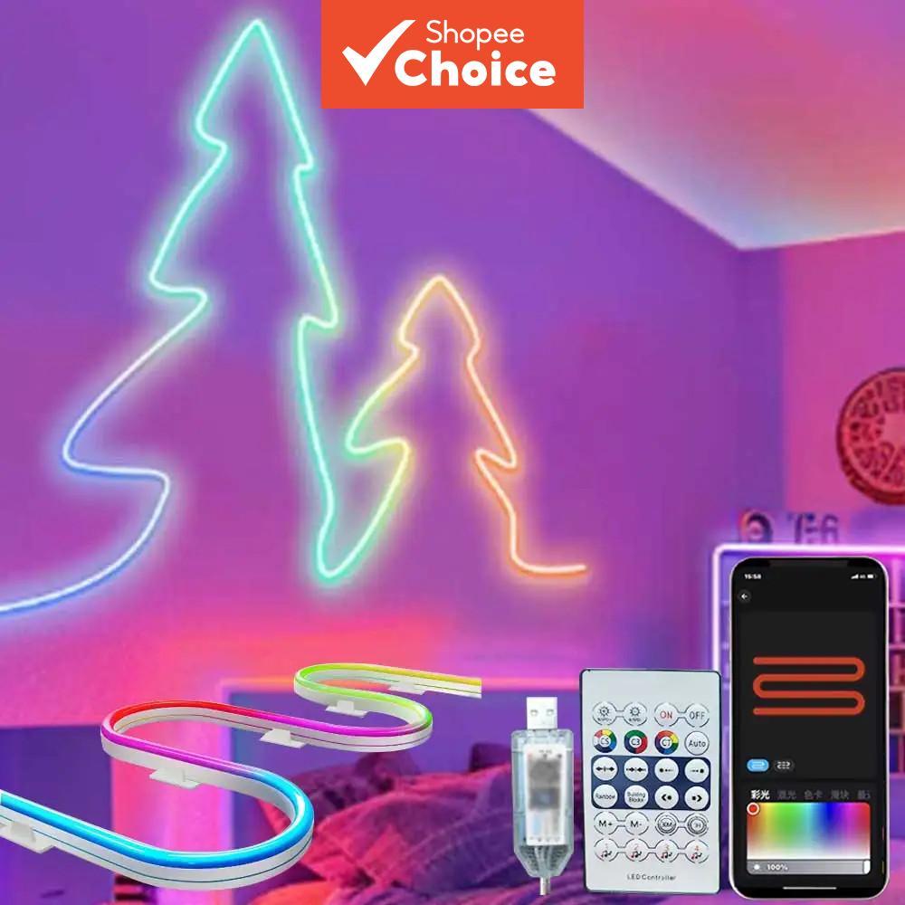 Luzes USB 5V Portátil Inteligente RGBIC Bluetooth Neon Strip Corda Flexível À Prova D'água Diy Design Sincronização De M