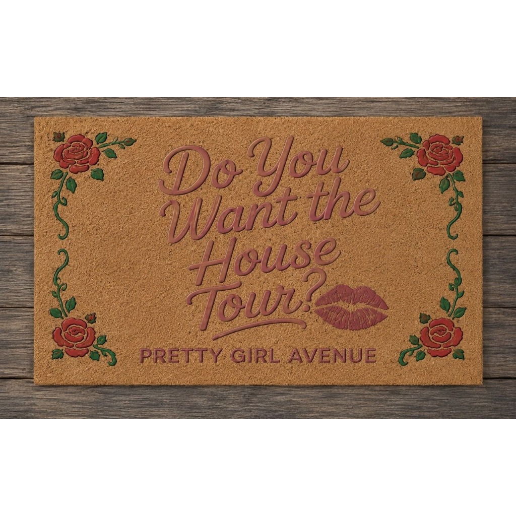 Tapete Capacho Do You Want The House Tour ?? PRETTY GRIRL AVENUE 60X40 Cm Antiderrapante.