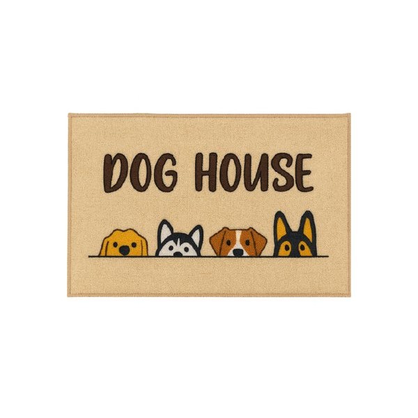Tapete De Entrada Porta 100% Poliéster Base Látex Antiderrapante Tamanho 75x45cm Estamapado  Dog House
