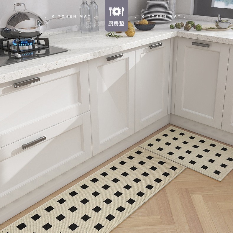 Simples preto pequeno ponto cozinha tapete longo de alta qualidade resistente à sujeira impermeável antiderrapante House