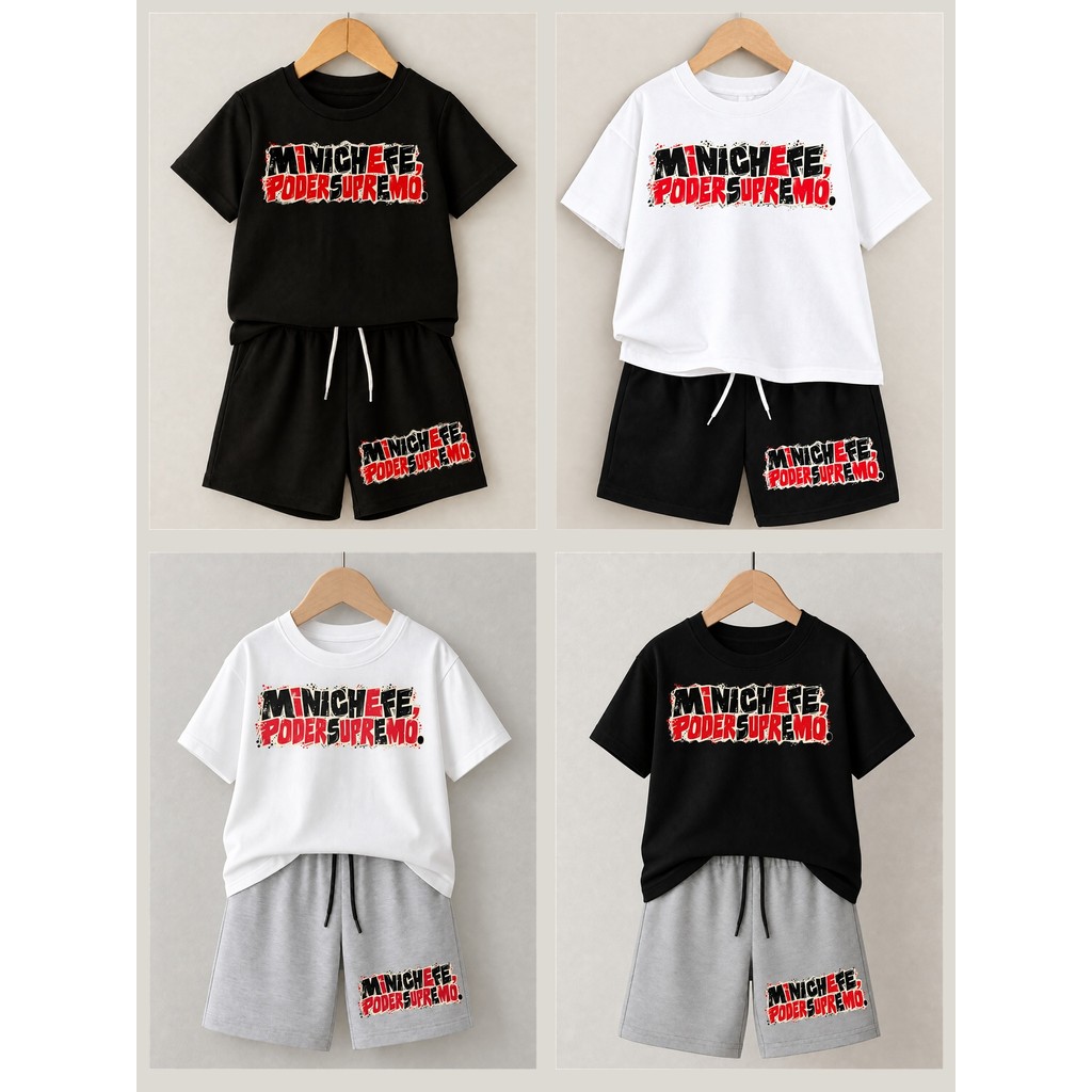 Conjunto Infantil Mini Chefe Poder Supremo Camiseta e Bermuda 4 a 16 Anos