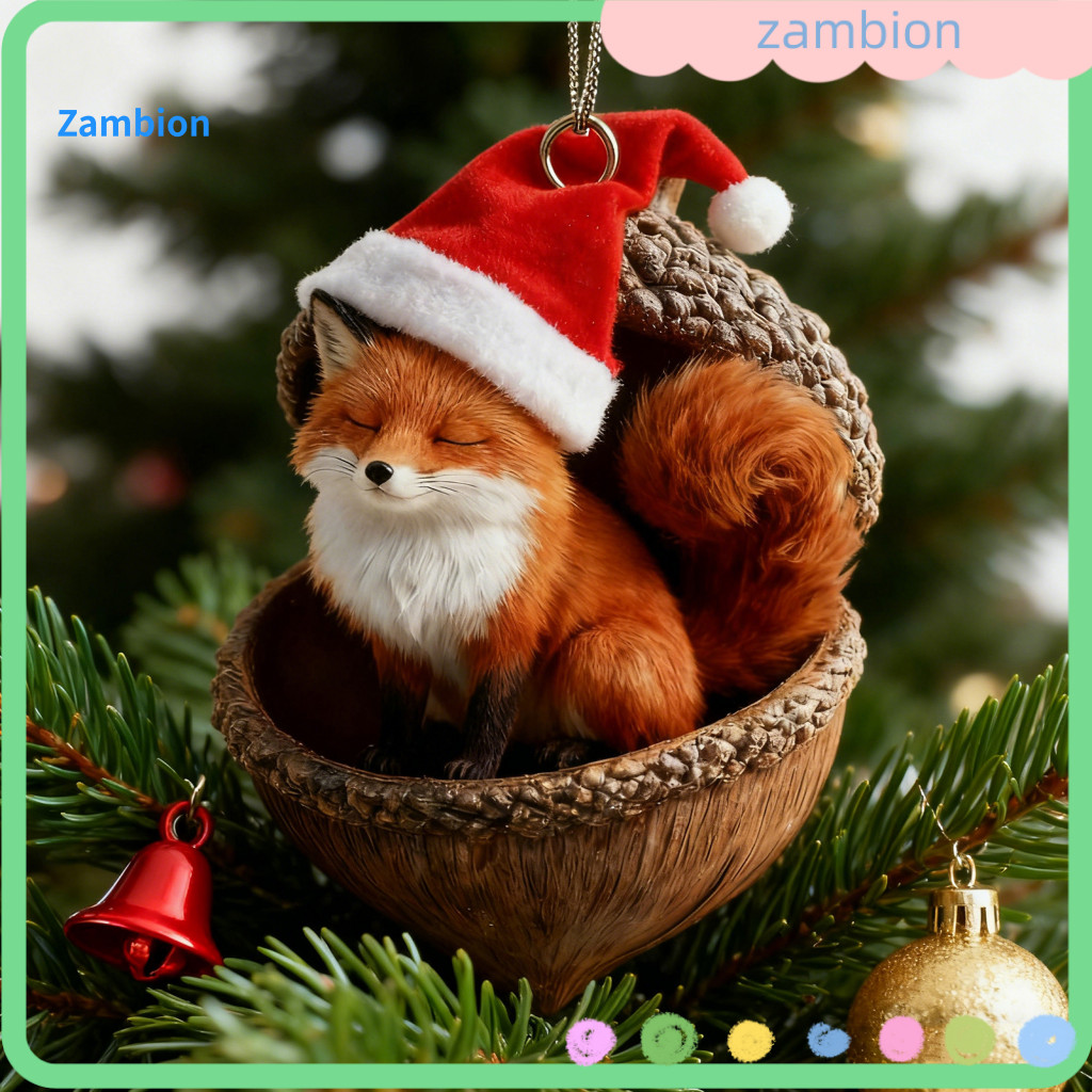 Christmas Ornament Rabbit Holiday Decoration Cozy Forest Animal Acorn 2d Acrylic Woodland Creature Tree Hanging for Xmas