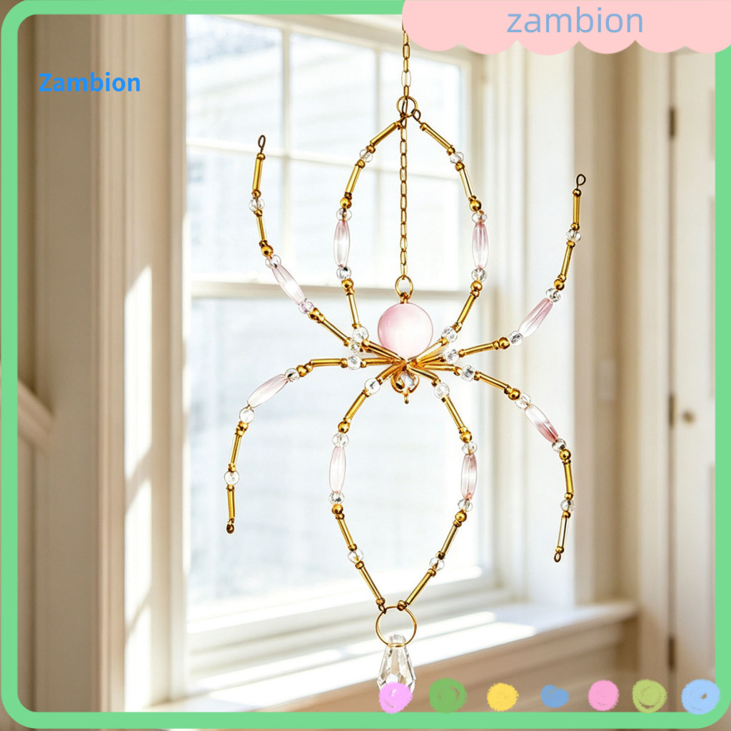 Faux Spider Sun Catcher Room Decoration Glass Sparkly Beaded Hanging Ornament for Christmas Tree Window Home Porch Decor