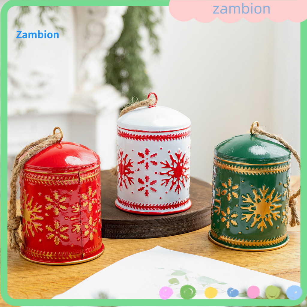 Christmas Tree Hanging Decor Ornaments Vintage Bell with Snowflake Rustic Metal Cow Ornament Winter Wind Chime for Home