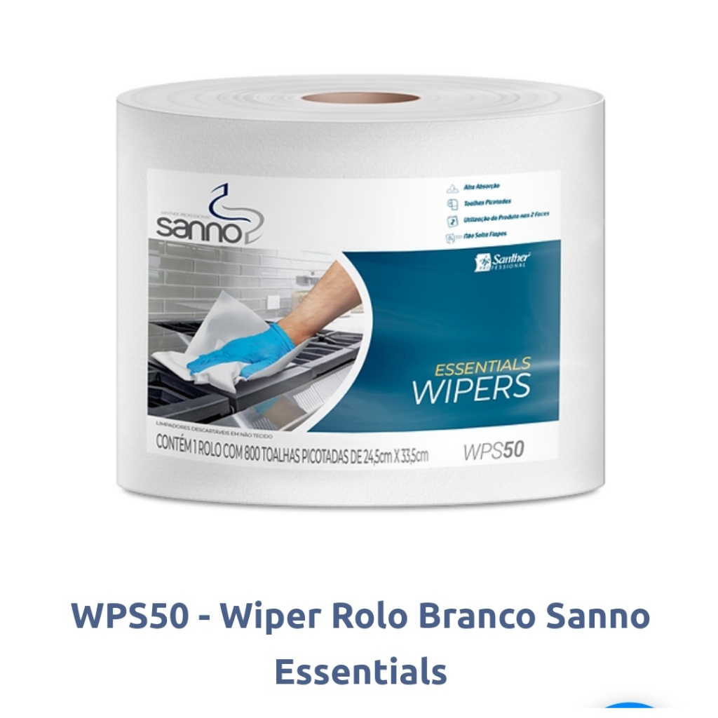 Caixa de toalhas Wiper WPS50 - Branco -  Rolo 800m x 24,5cm x 33,5cm
