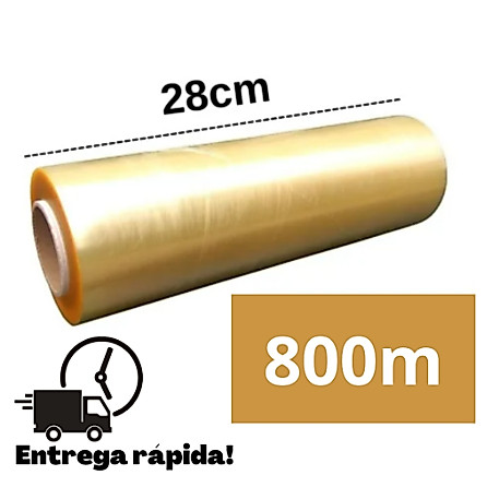 Rolo plástico filme pvc esticável resistente 28cm x 800m
