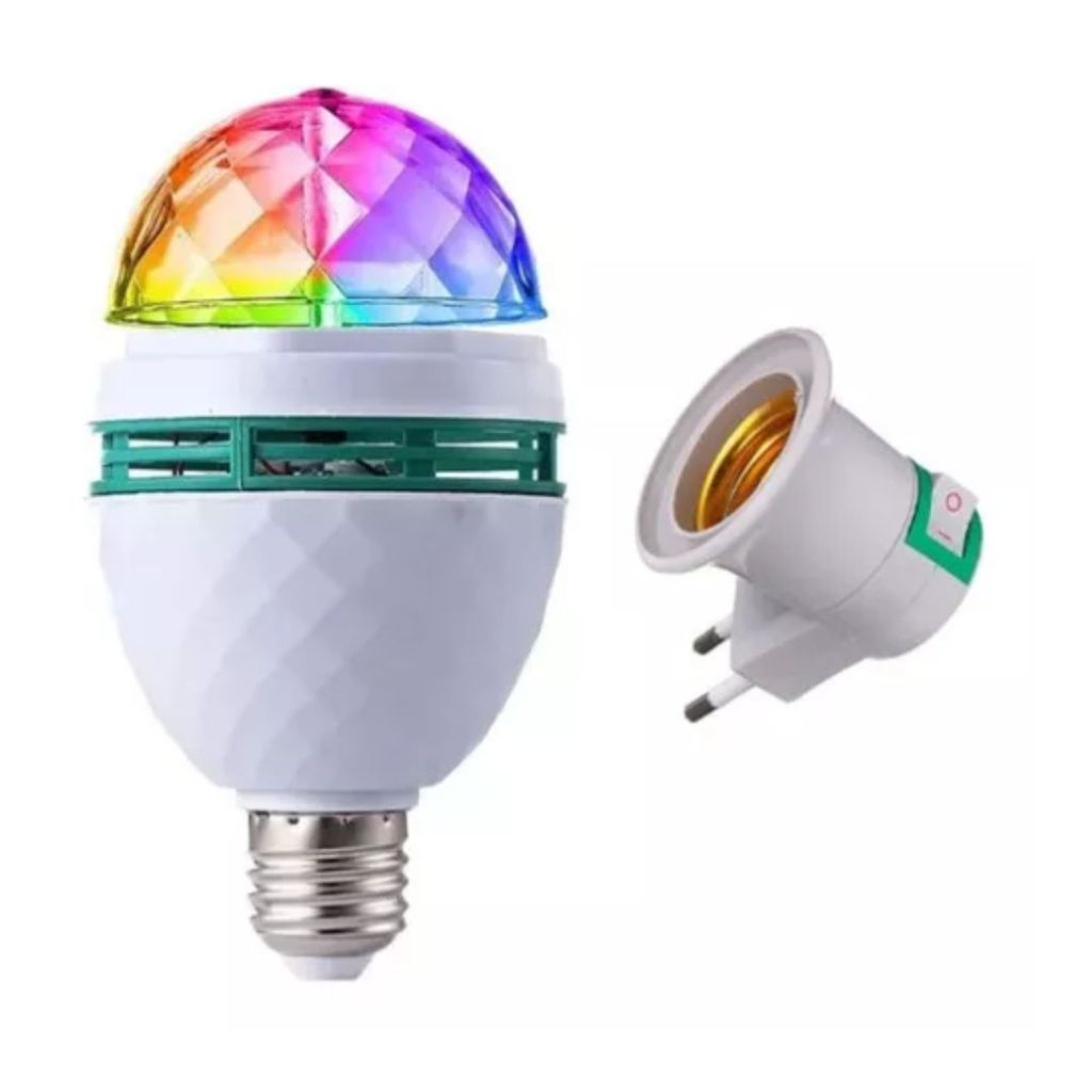 Bola Maluca Lâmpada Led Giratória RGB Colorida Bivolt para Festa