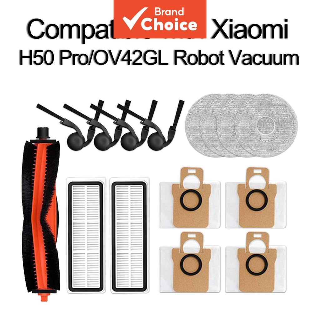 Kit De Acessórios Compatíveis Para Aspirador Robô Xiaomi H50 PRO/OV42GL , Escova Principal , Esfregão , Filtro , Saco De