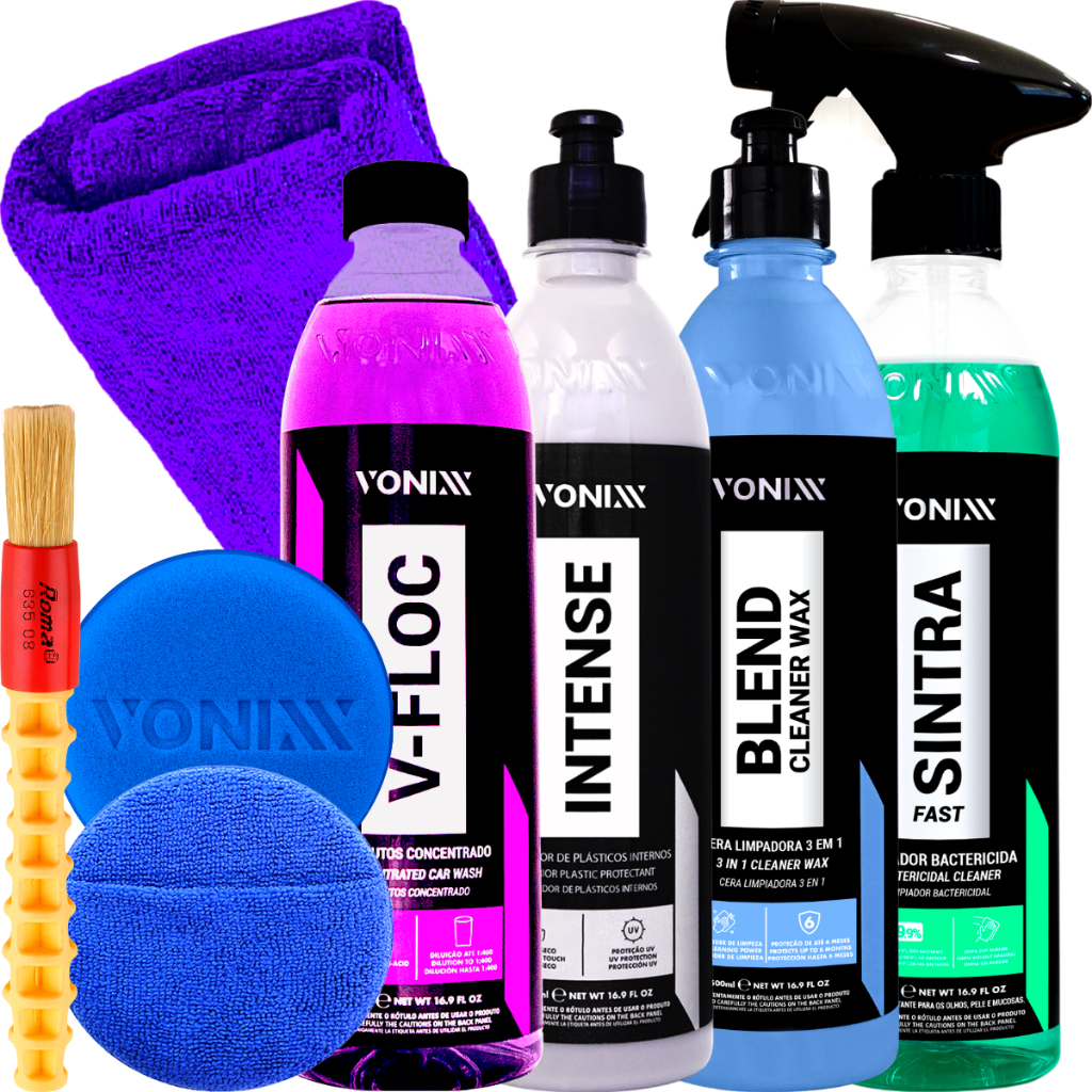 Shampoo V-Floc Intense Cera Blend Cleaner Wax Sintra Fast Aplicador de Microfibra Encaixe Pincel Roma