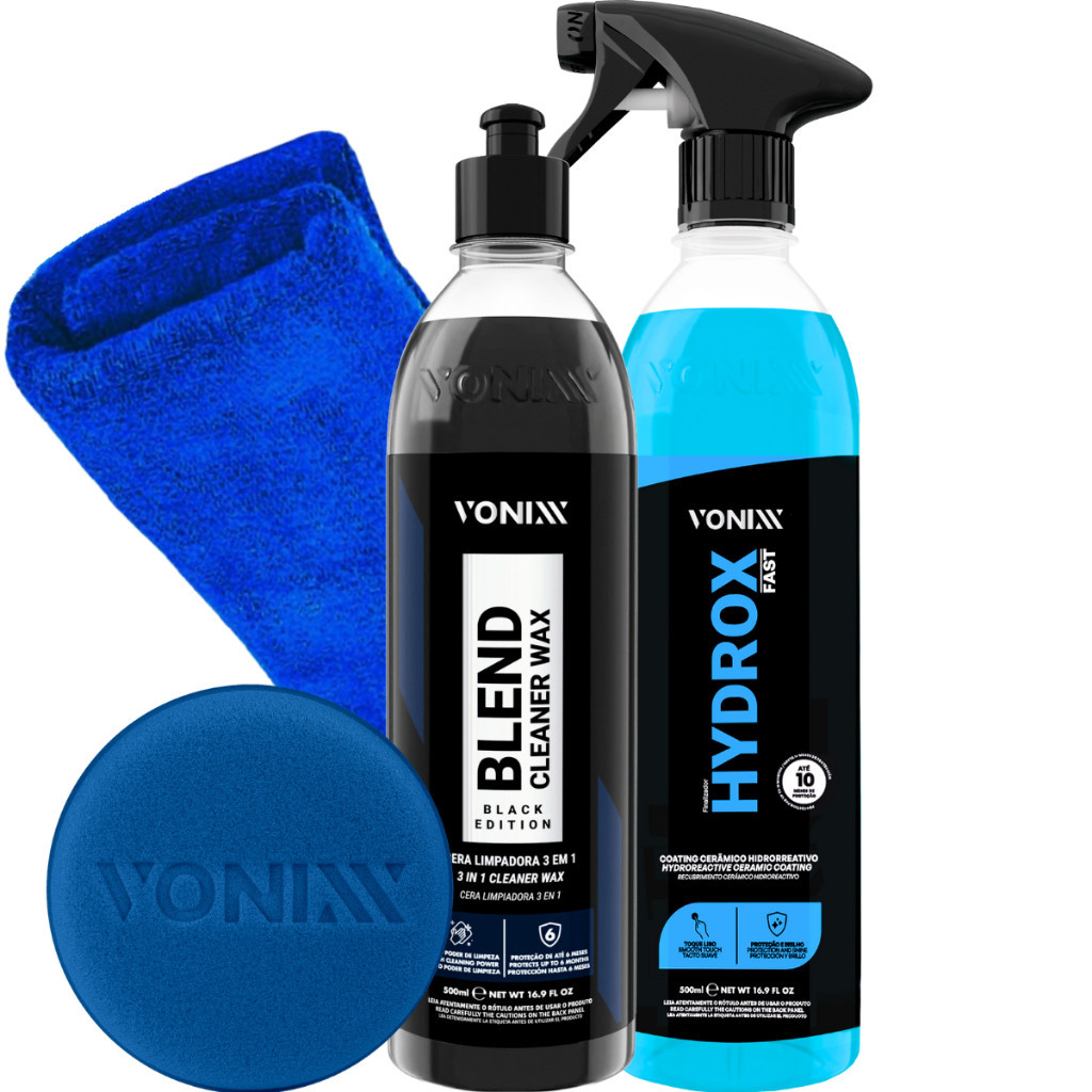 HYDROX FAST COATING HIDRO REPELENTE VONIXX BLEND CLEANER WAX BLACK CERA TIRA RISCO