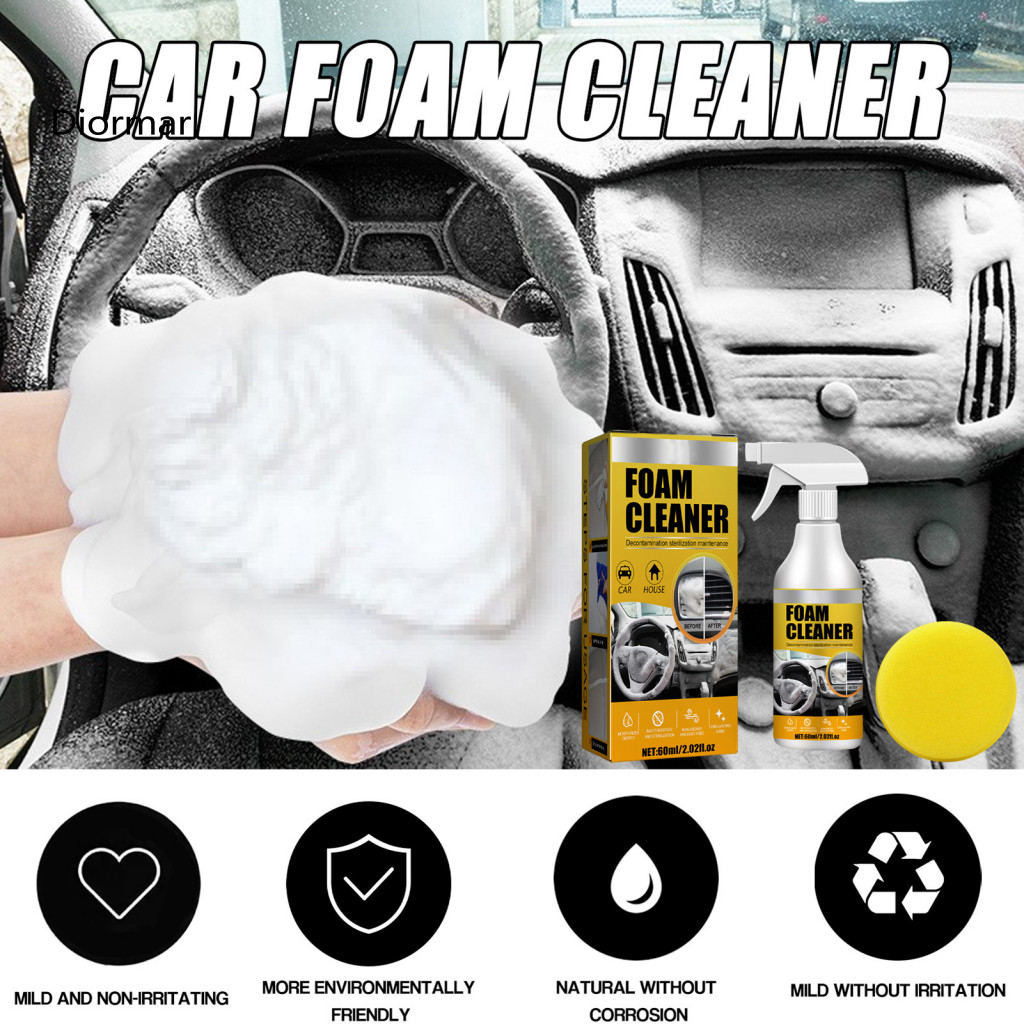 Car Cleaner Console 60ml Eco-friendly Foam – Fast-acting Upholstery Dash Vinyl Leather Stain Remover Multifunctional F
