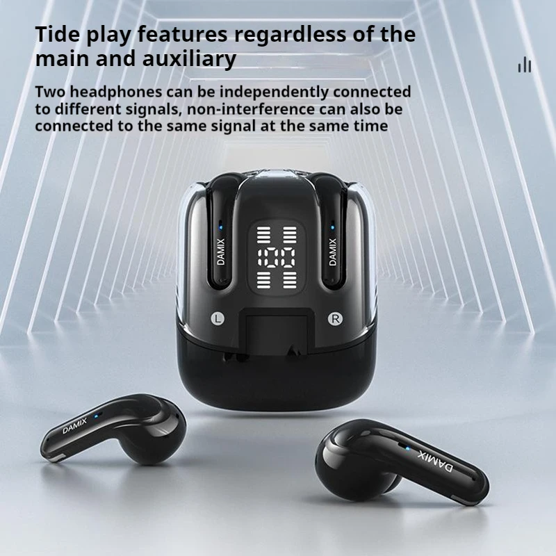 DX16 Couple Wireless Bluetooth Earphones With 2 Pairs Of Earphones Backpack Appearance, Battery Display, HIFI Sound Quality TWS