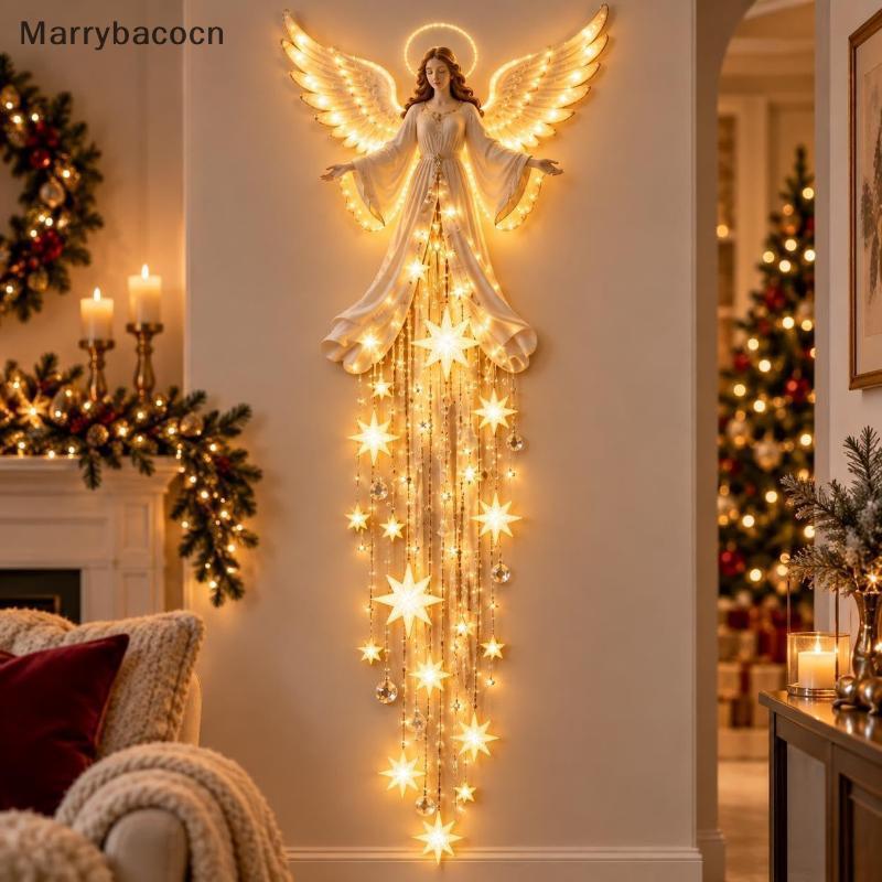 [MAR] Blessing Christmas Angel Wall Light Em Cascata Star sel Lamp Brilho Quente Para Quarto , Corredor , Varanda , Deco