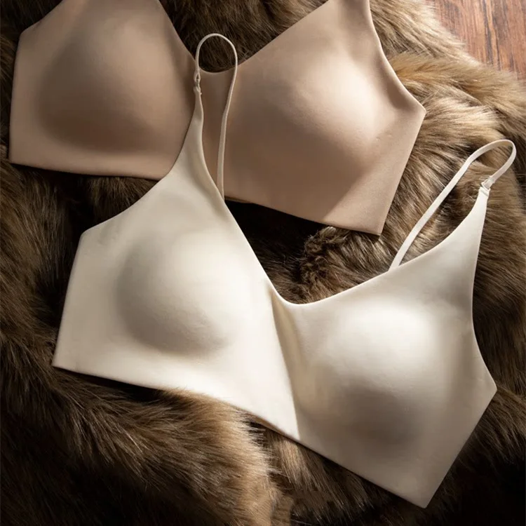 Pack of 2 Seamless Bare Feel Wireless Bra, Push Up for Small Bust, Side Support & Anti-Sagging, Beauty Back Thin Strap Bralette