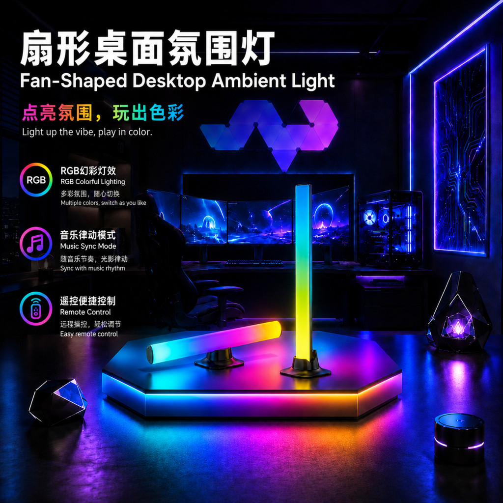 Luz Ambiente De Mesa RGB Bluetooth App Sincronização De Música Captador De Som Barra De Para Jogos Esports Night Lamp