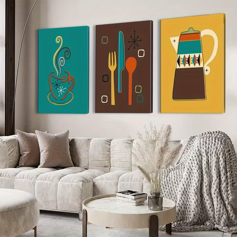 Quadro Decorativo Cozinha Retrô Mid-Century Modern