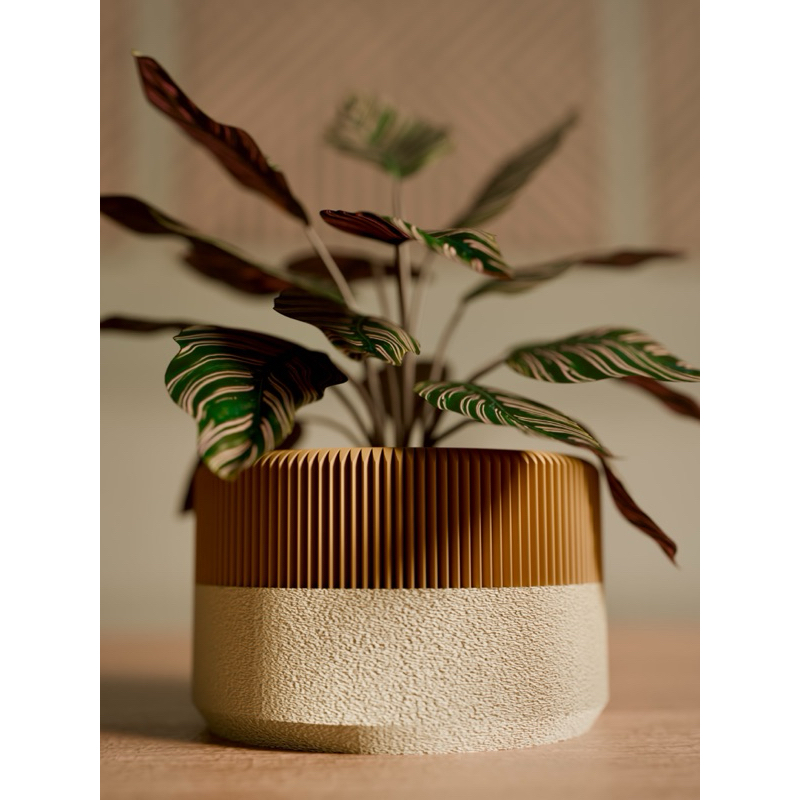 Vaso cachepô Mid Century com bandeja coletora embutida